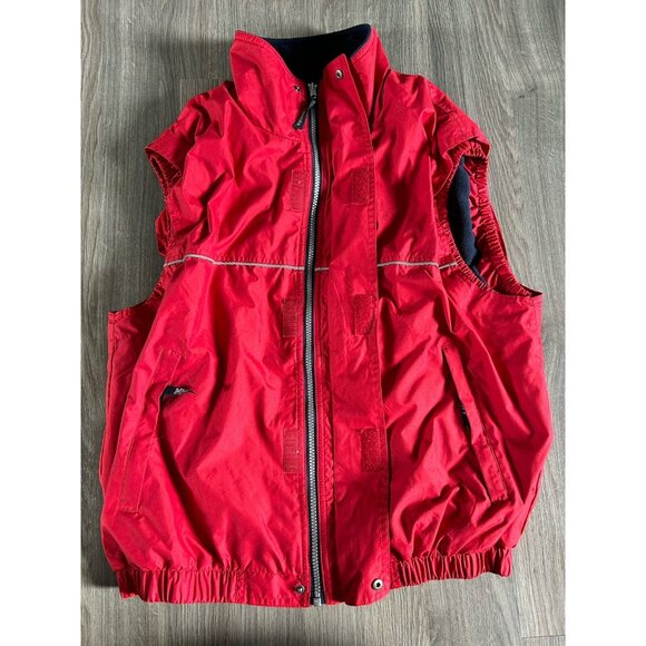 HELLY HANSEN red VEST Men's full zip jacket fleece lining LARGE Hiking Camping - Picture 2 of 8